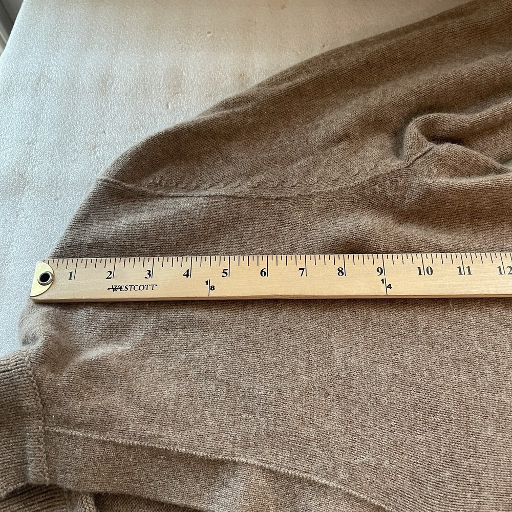 VINCE Raglan Sleeve Cashmere Wool Polo‎ Sweater Women L Chestnut Brown Knit Luxe - Picture 9 of 13